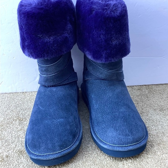Lamo Water Resistant Suede Faux Fur Tall Boots-Savoy Navy 7M - Picture 3 of 7
